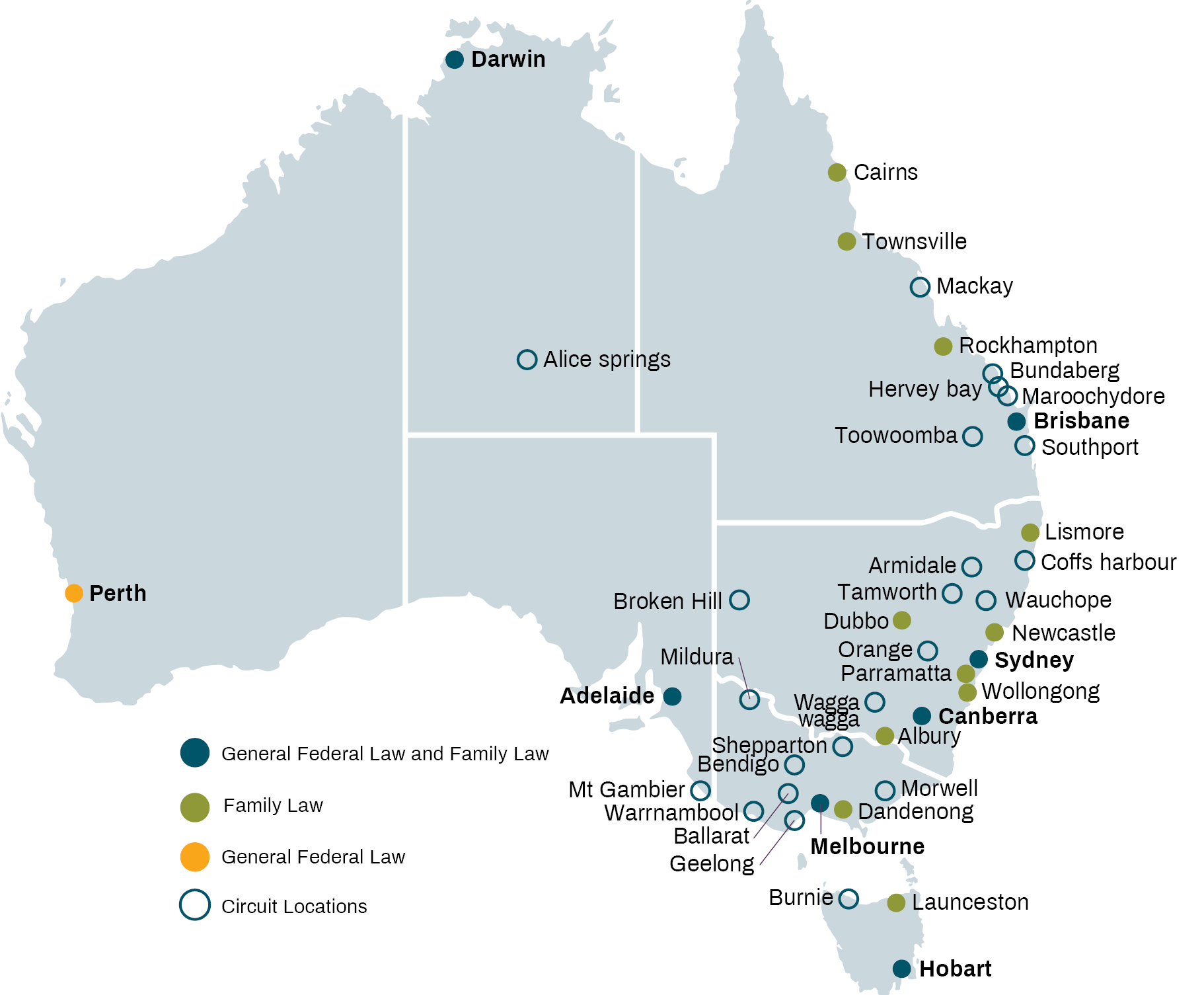 Court locations map